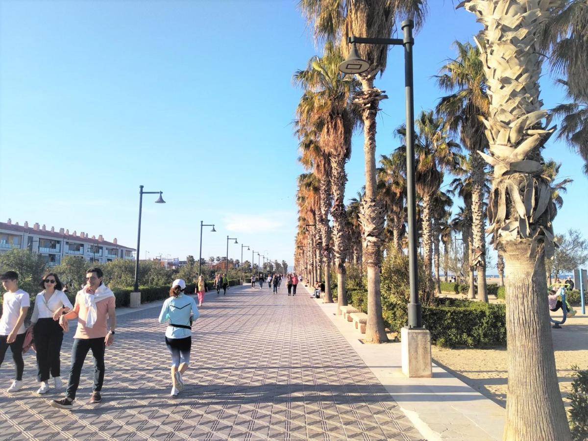 Apartamento 2 Hab En Malvarrosa A Metros De La Playa, Con Terraza Y Zonas Comun 3D Valencia Buitenkant foto